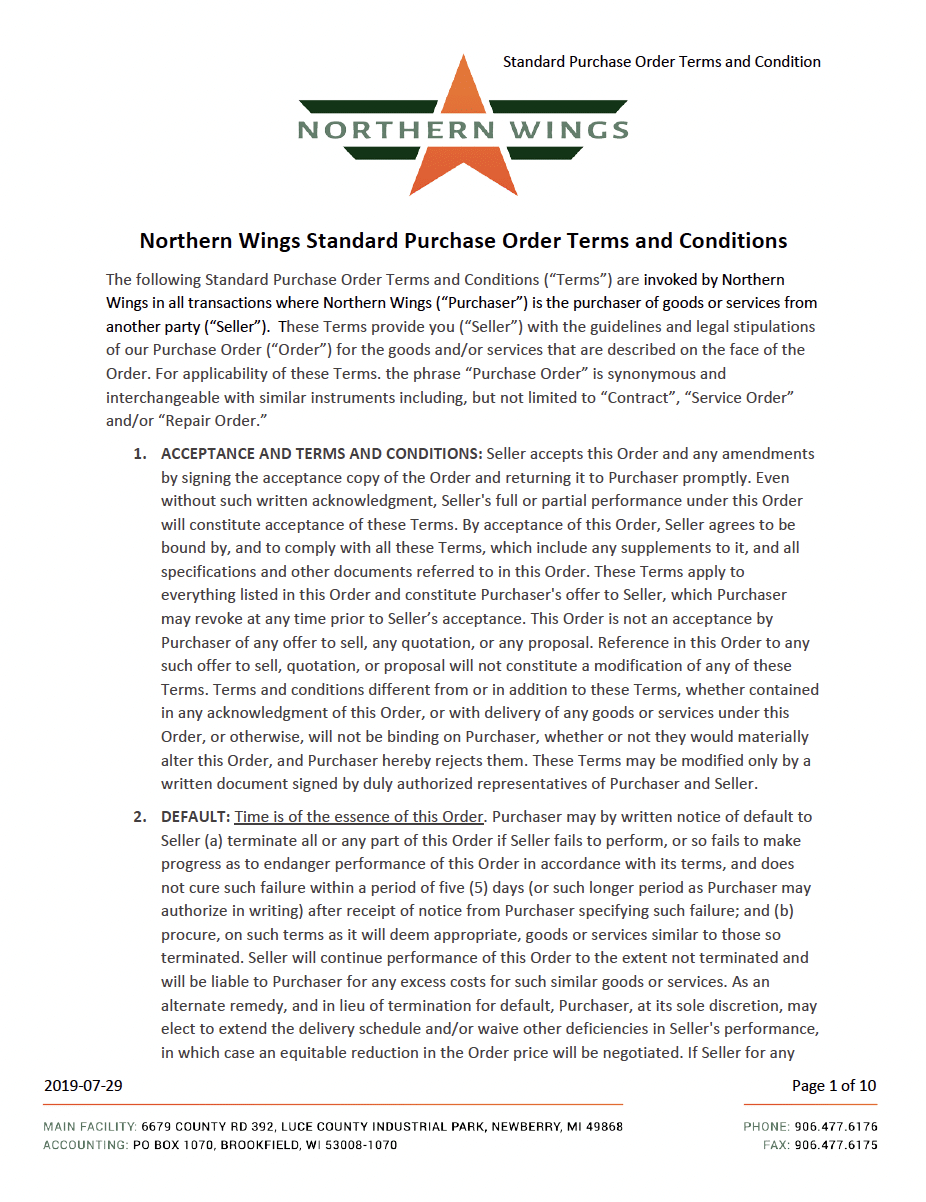 Vendor standard Purchase form form